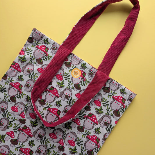 Hedgehog Toadstool Red Tote