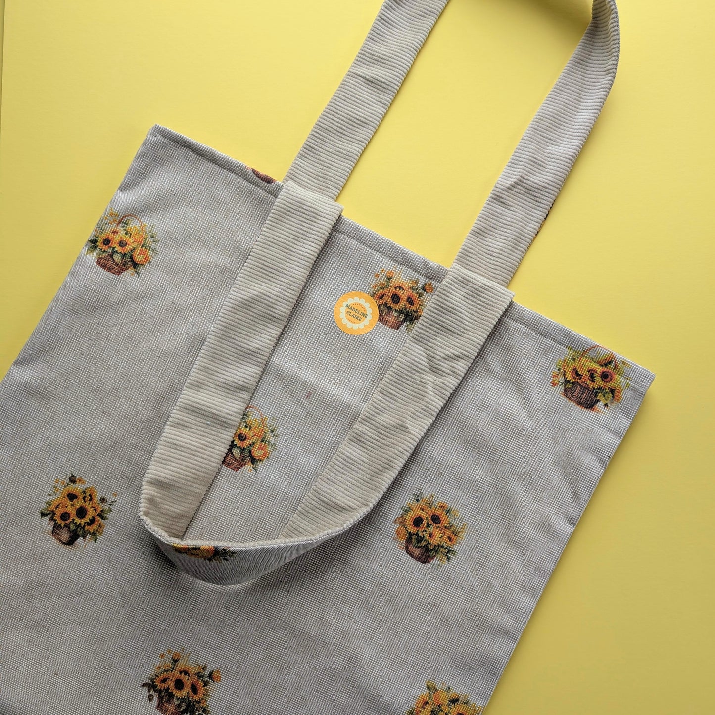 Linen Sunflower Cream Tote