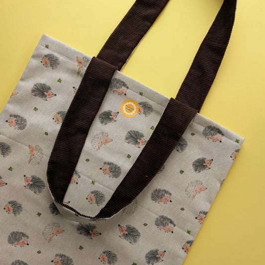Linen Hedgehog Cocoa Tote