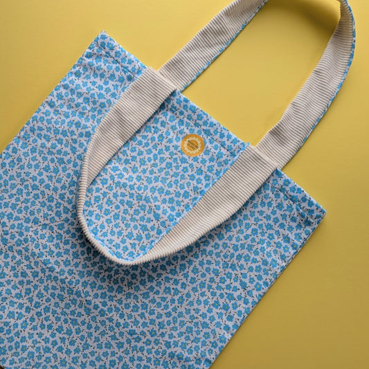Blue Ditsy Cream Tote