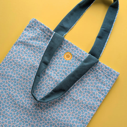 Blue Ditsy Teal Tote
