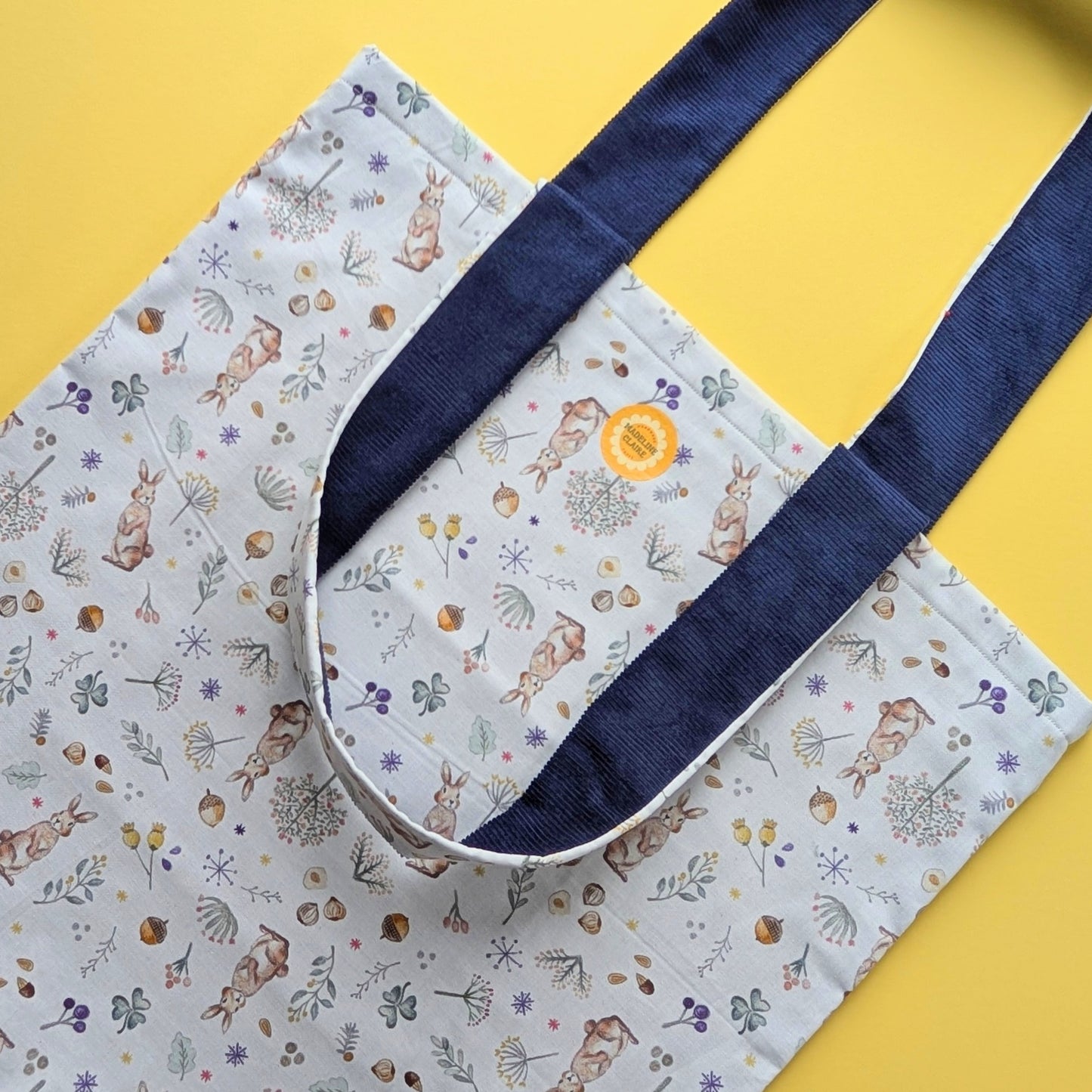 Bunny Acorn Navy Tote