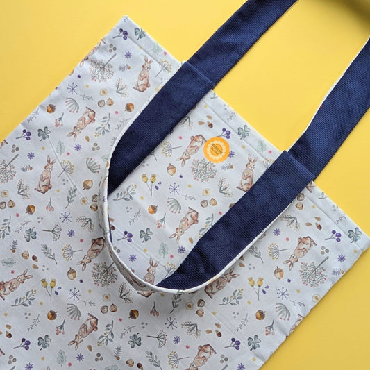 Bunny Acorn Navy Tote